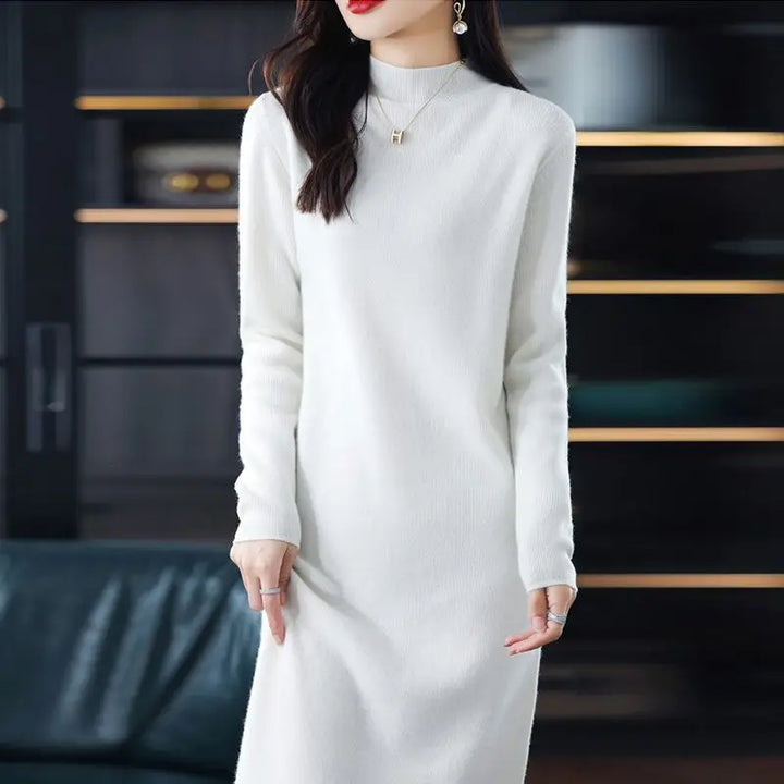 Lucía | Vestido Blanco Largo de Algodón Cálido, Suave e Ideal para la Noche